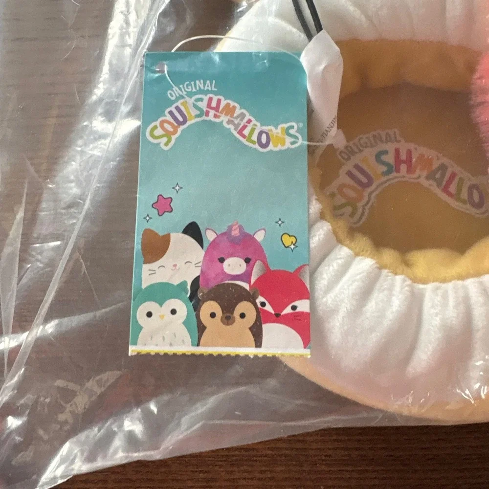 Squishmallows Leonard Lion Slippers Girls 13-1 Yellow Rainbow Plush Kellytoy NEW